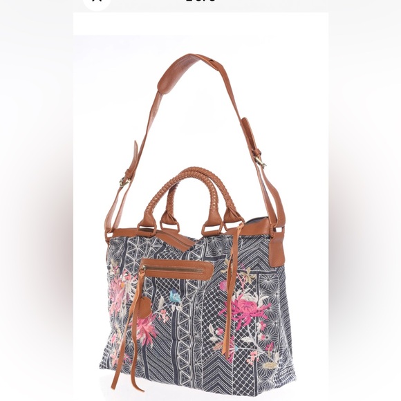 Johnny Was Viviana denim weekender bag with floral embroidery. NWT - Picture 4 of 10